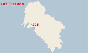 Map of Ios at Ios Island - Cyclades in Greece